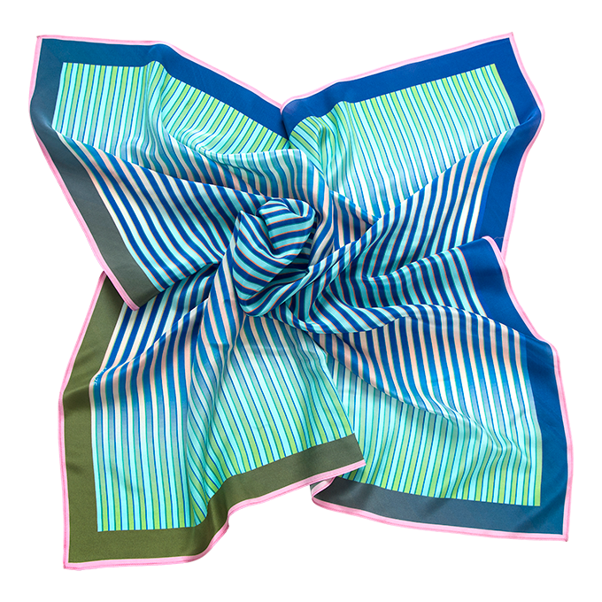 Carré Midi 120 (a)- Merging Stripes blue